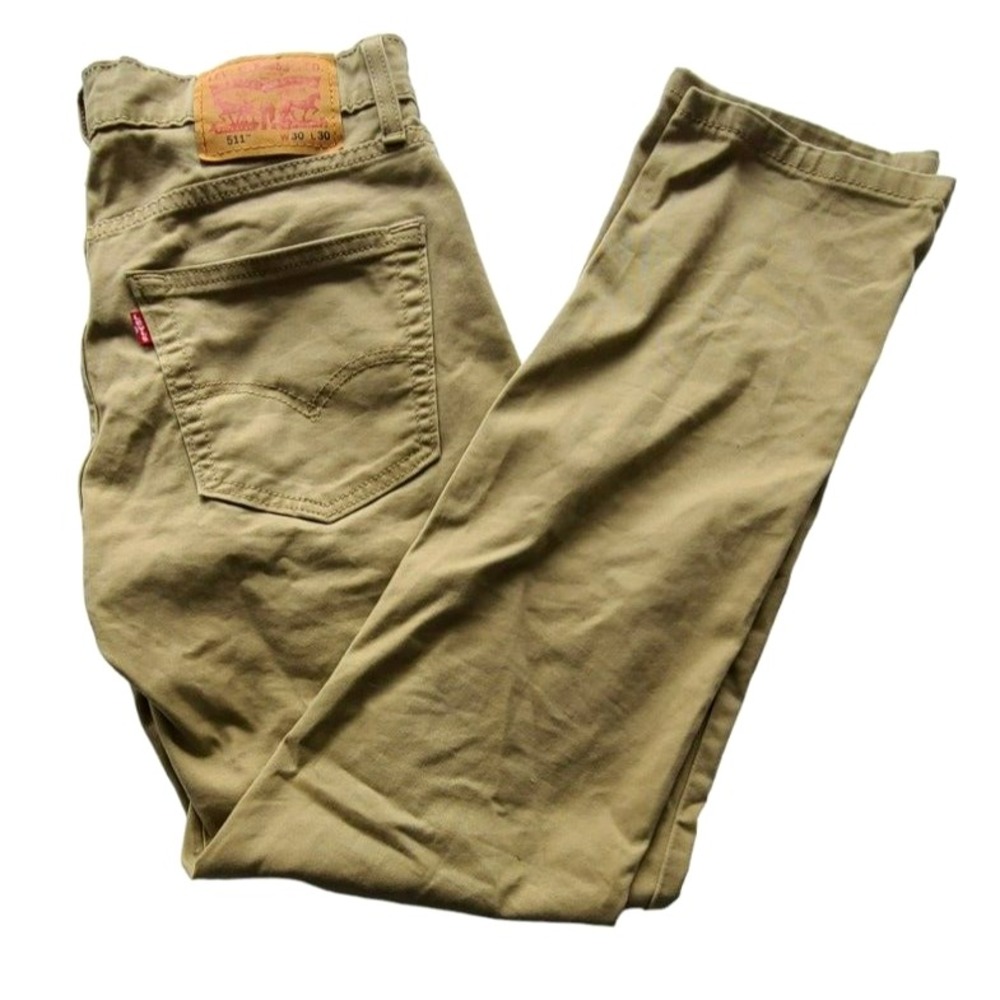 Levis 511 Slim‎ Fit Khaki Tan Pants Mens 30x30 Cotton Stretch Chino Trousers